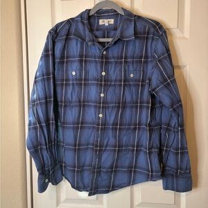 Women’s Madewell 100% Cotton Blue Plaid Flannel Button Down Size L